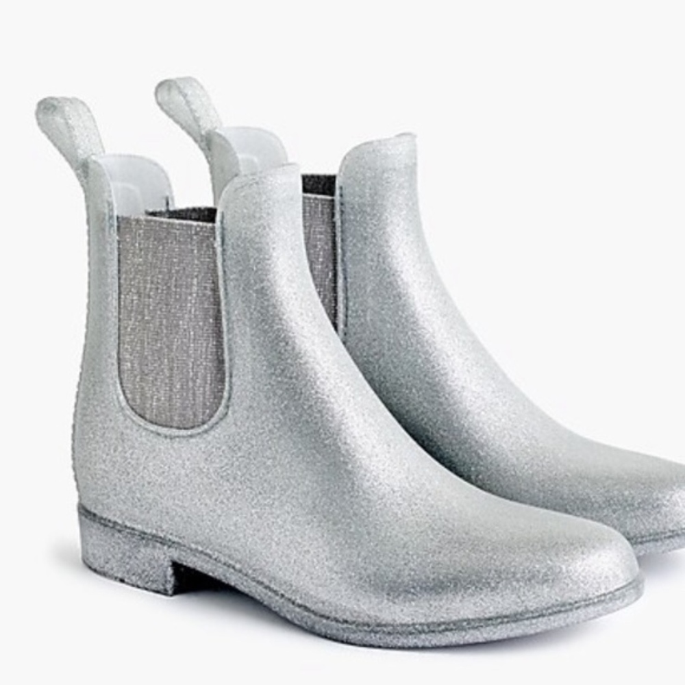 J. Crew Chelsea Glitter Rain Boots Sz 8